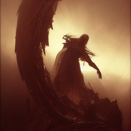 Fallen Angel in Dark Gothic Horror Style