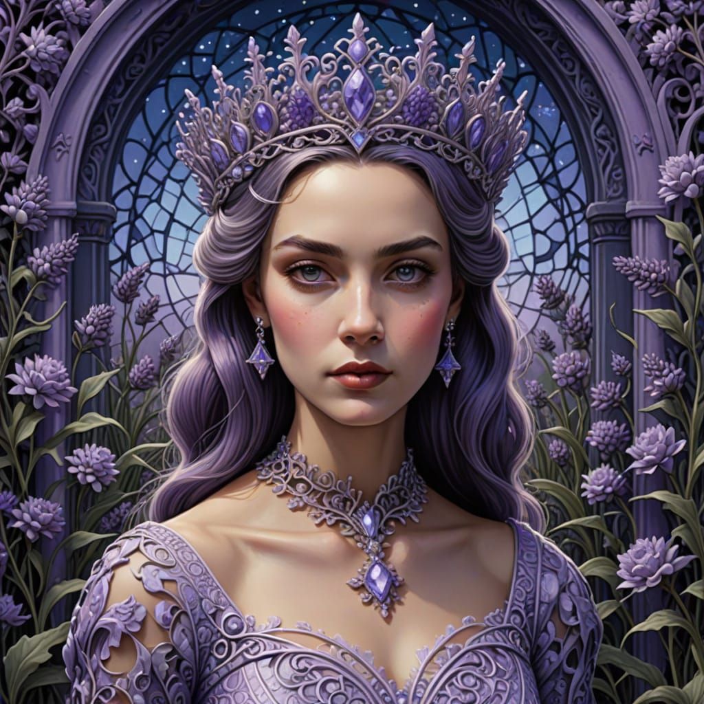 Lavender Queen in Escher-Inspired Garden