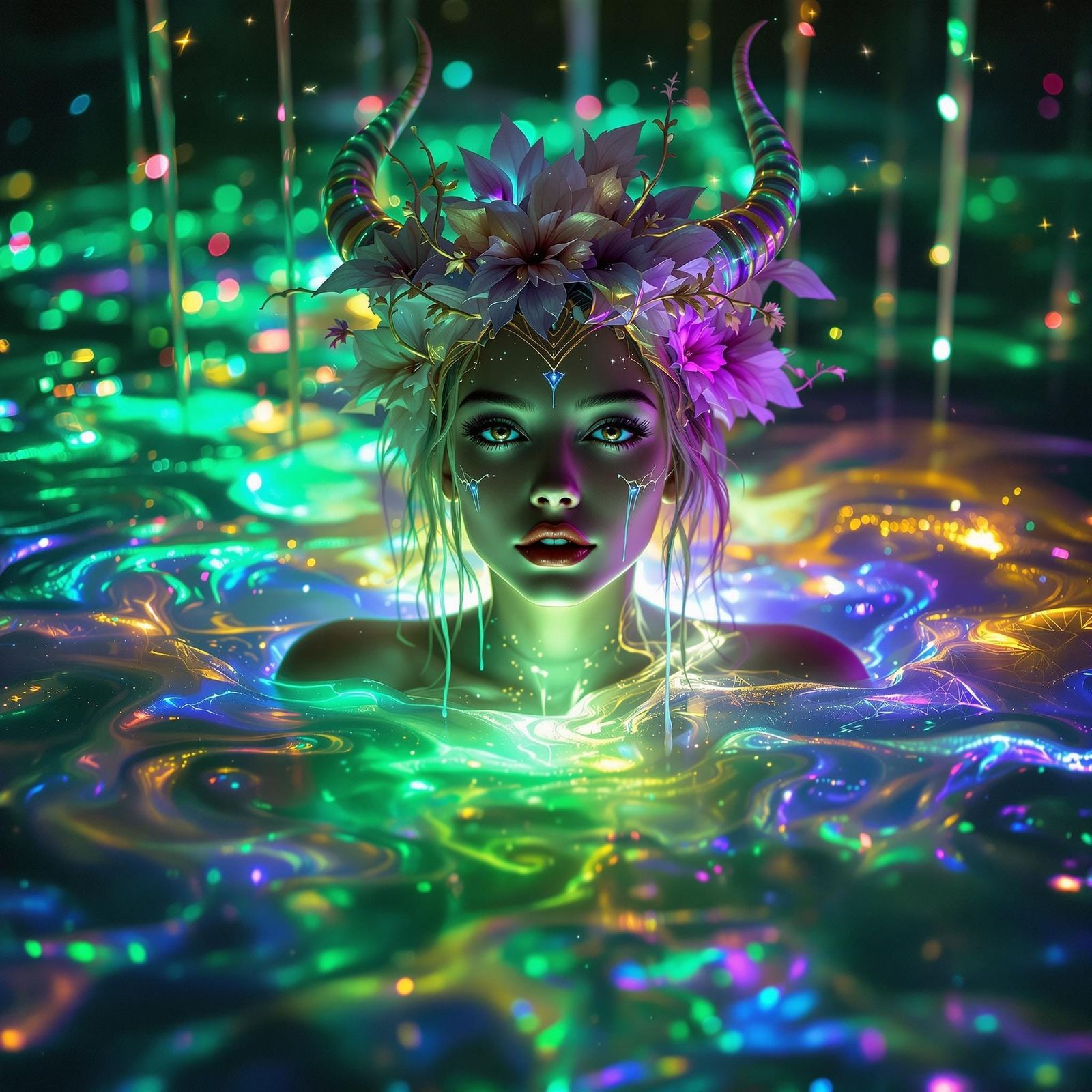 Emerging Fantasy Creature in Luminous Paint