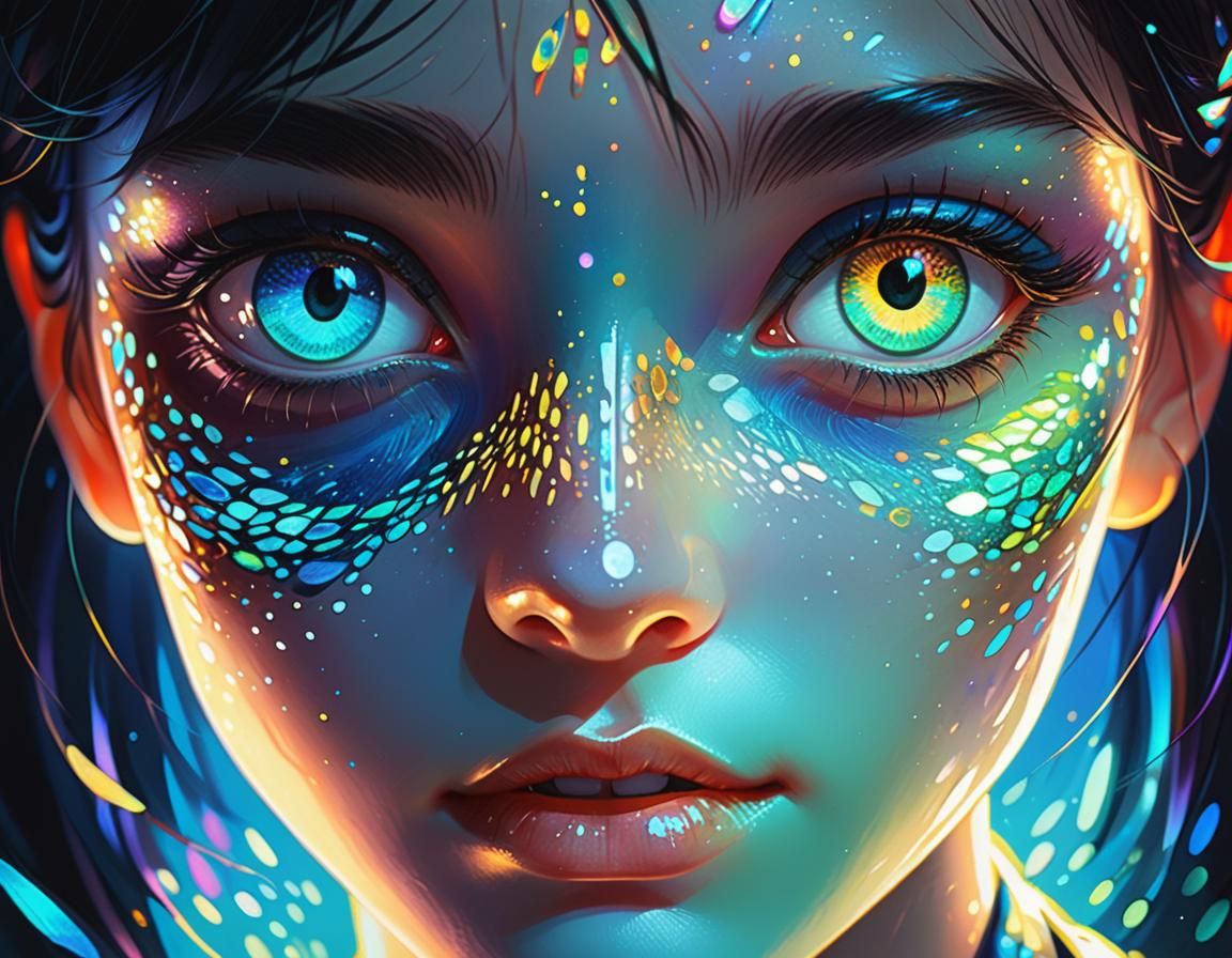 Opalescent Eyes with Ethereal Glow