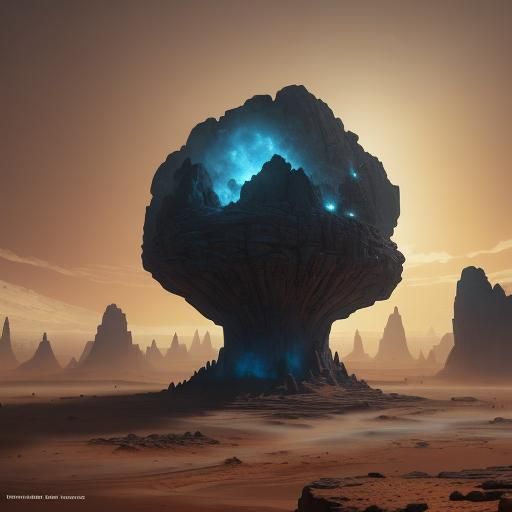 Alien Planet Sandstorm: Matte Painting Landscape