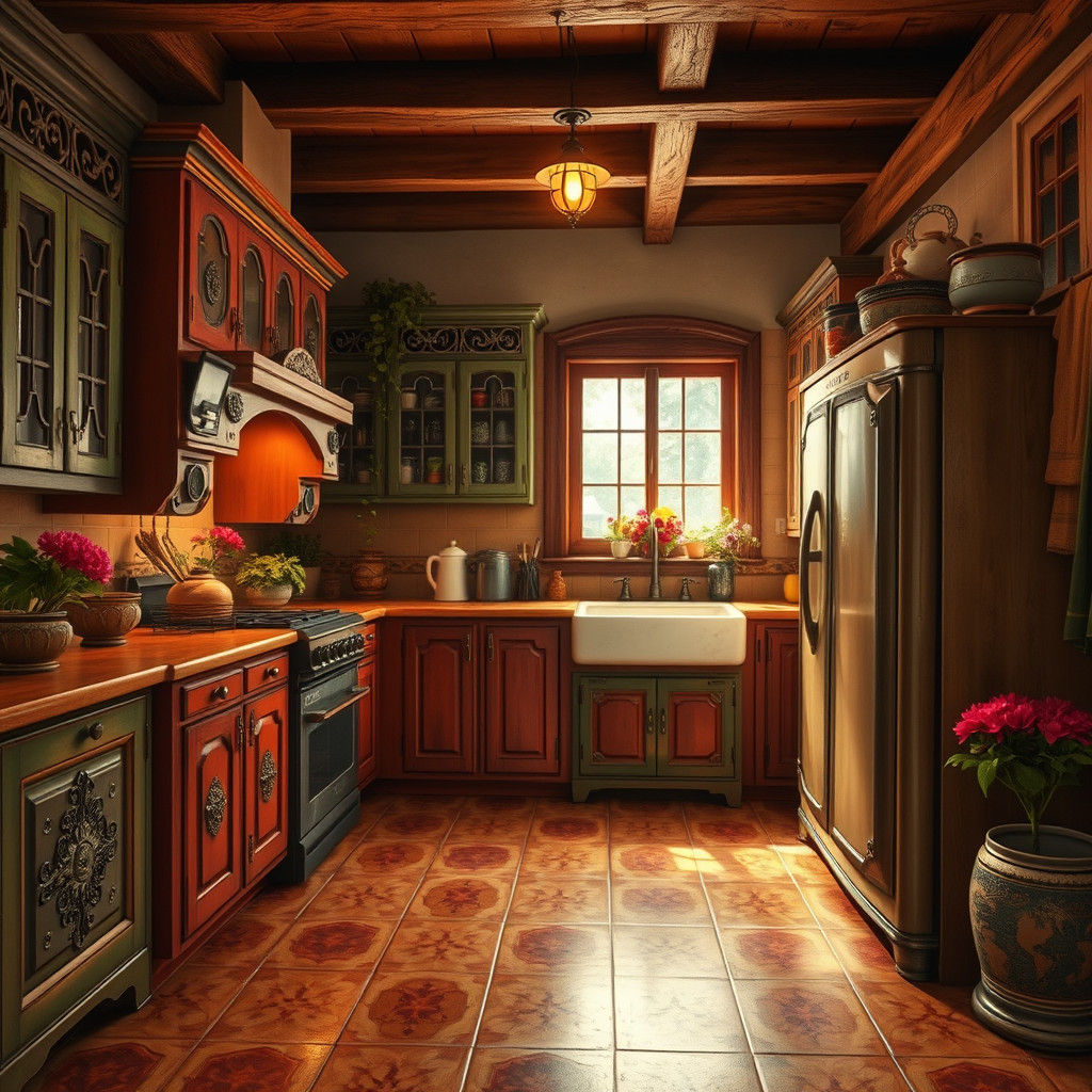 Rustic Cottage Kitchen in Spanish Colonial Style