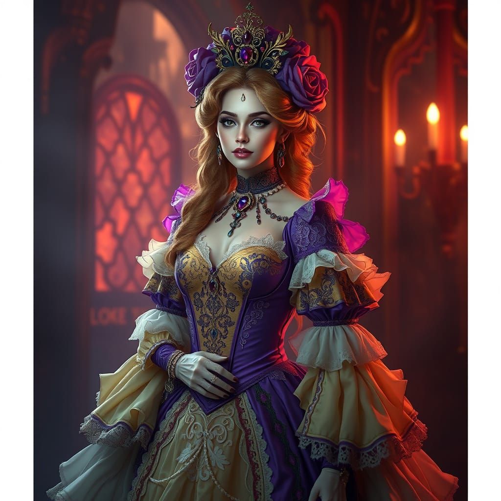 Gothic Princess in Elegant, Dark Fantasy Attire