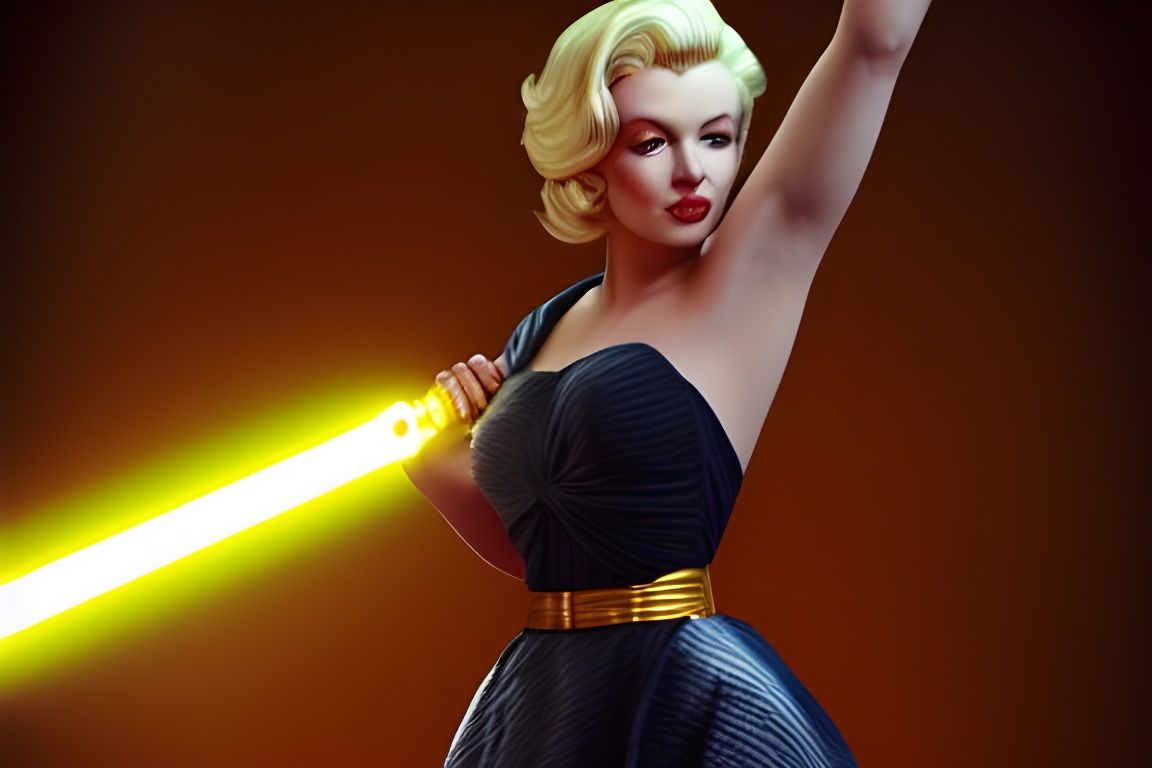 Marilyn Monroe with Lightsaber in Noir Cottagecore