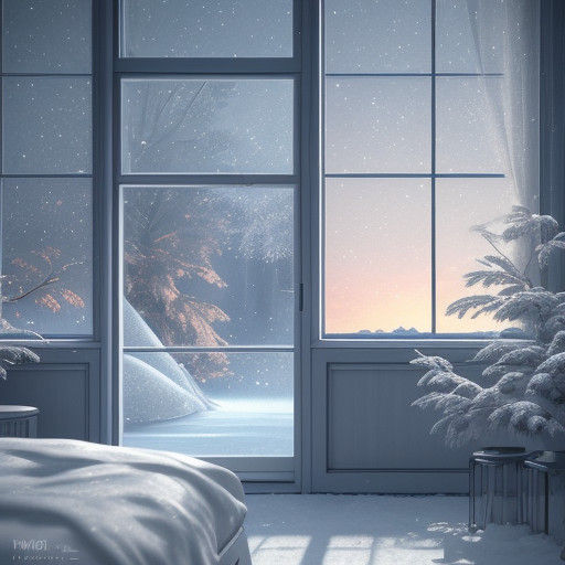 Anime-Inspired Winter Wonderland Scene with Frosty Window