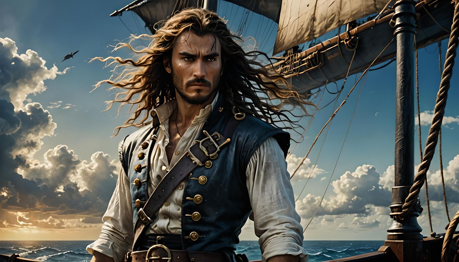 Young Sea Captain on Pirate Ship, Splash Art