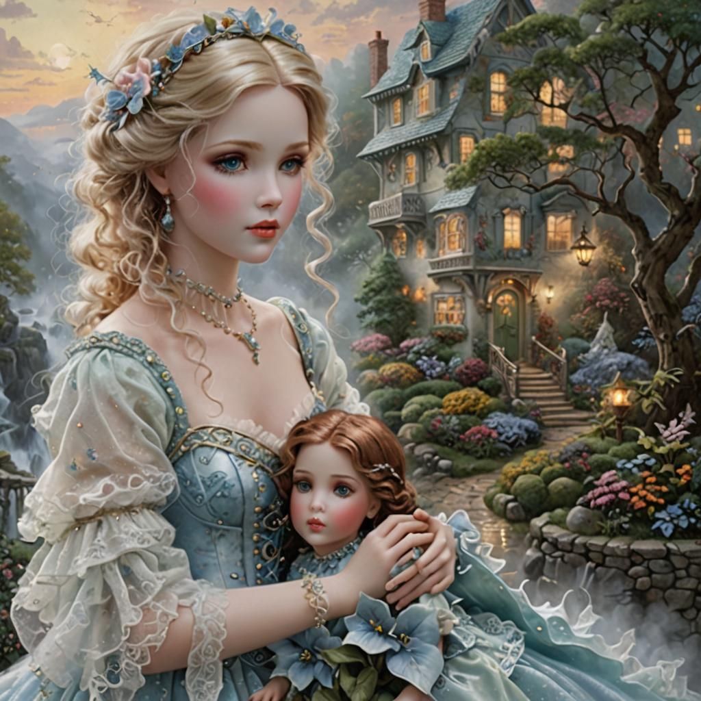 Ethereal Porcelain Doll in Luminist Style