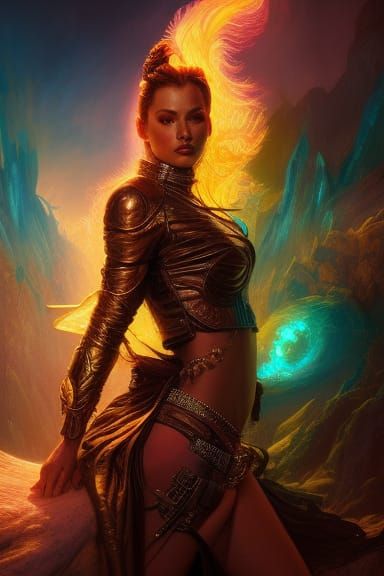 Goddess Sorceress Portrait in Vibrant Fantasy Art
