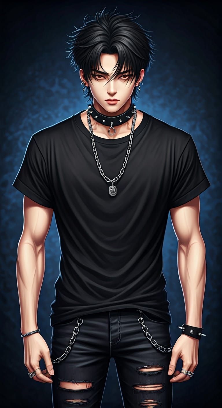 Edgy Korean Man in Shounen Anime Style