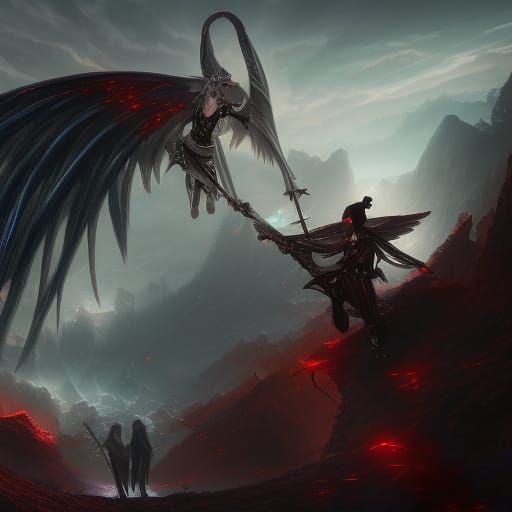 Kirito Battles the Angel of Death: Fantasy Concept Art