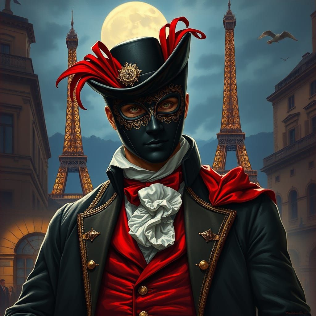 The Scarlet Pimpernel in Theatrical Art Nouveau Style