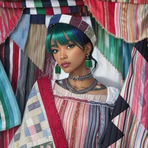 Patchwork Woman: 3D Render with Glass Accents