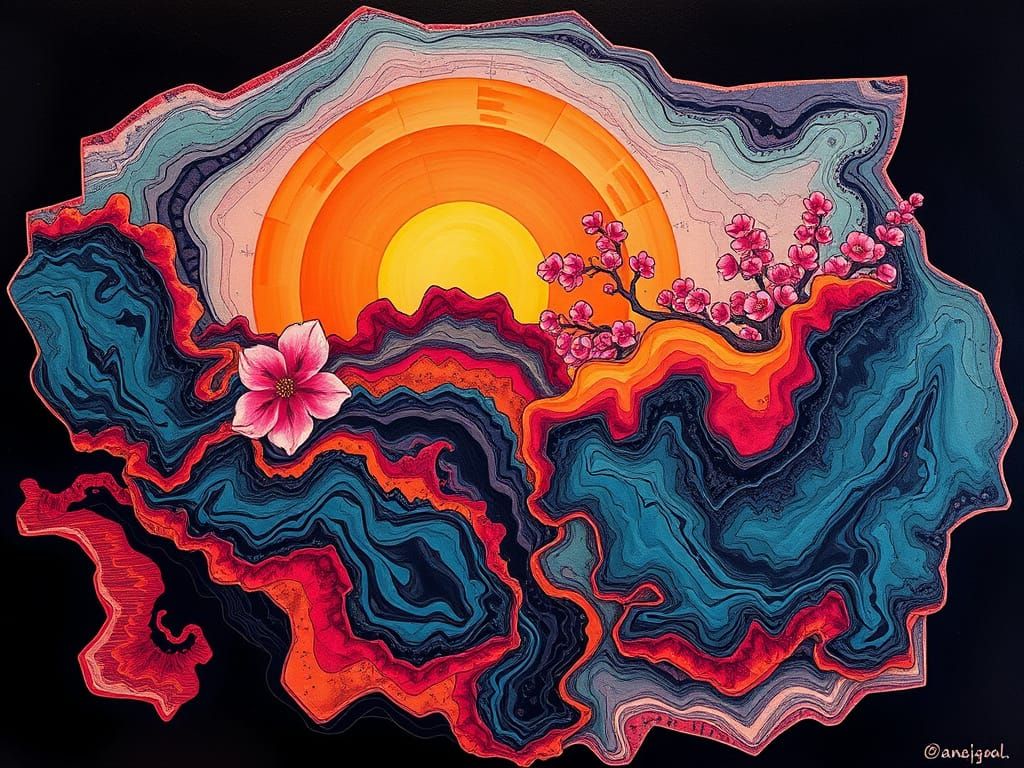 Tangible Map in Vibrant Hypermodern Style