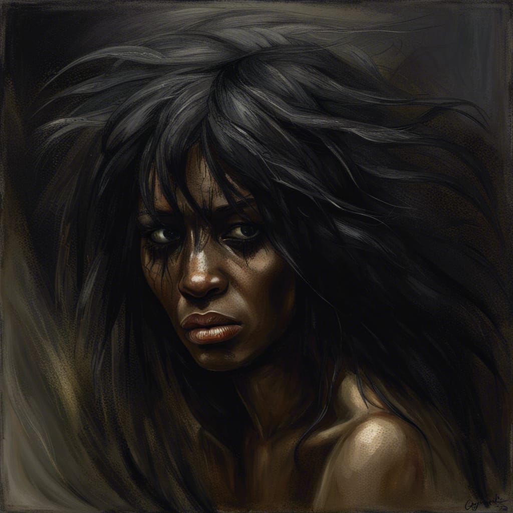 Haunting Portrait of Crying Woman in Doré Style