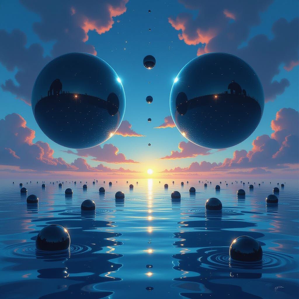 Cosmic Seascape with Giant Black Planets and Flowing Ocean S...