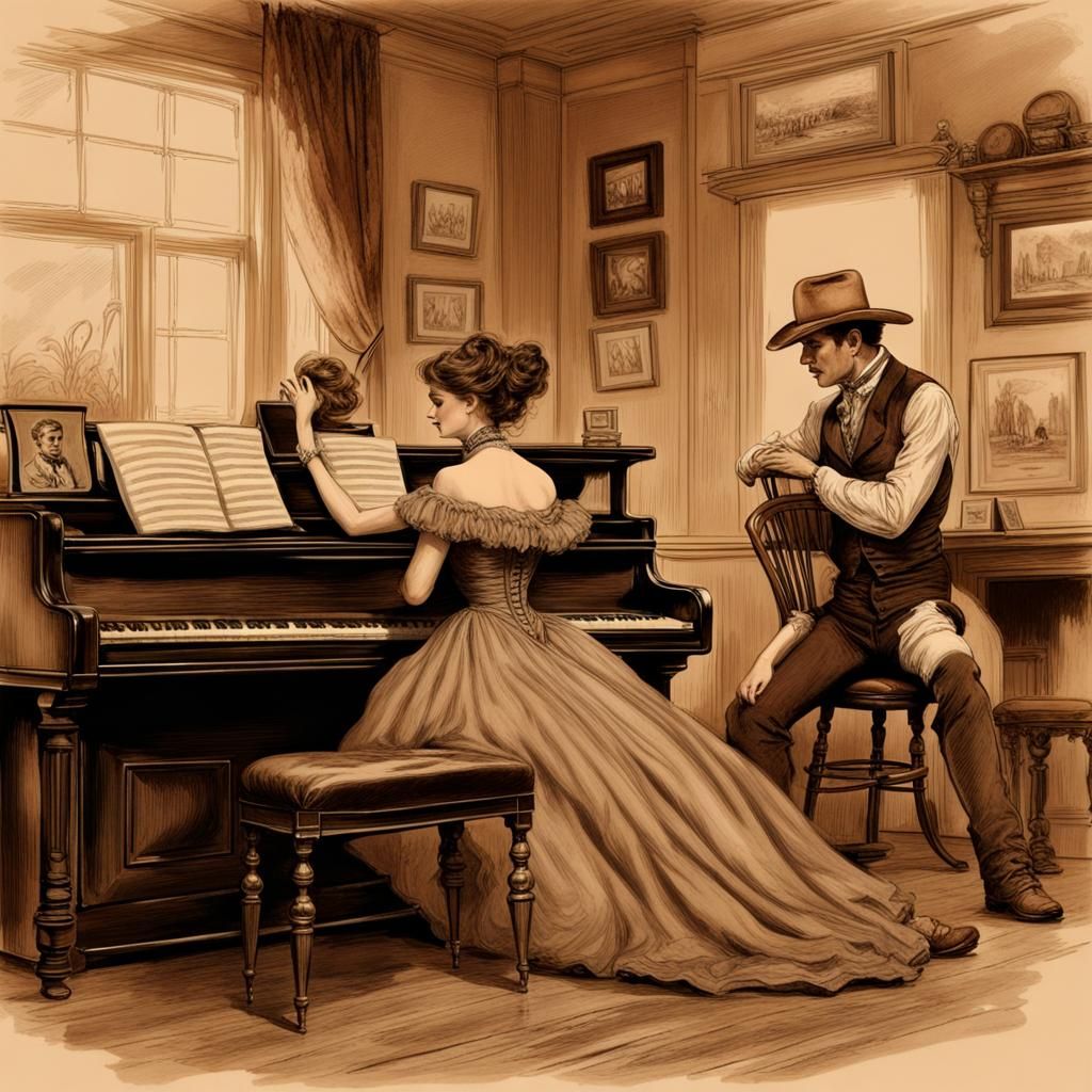 19th Century Saloon Girl in Sepia Tones