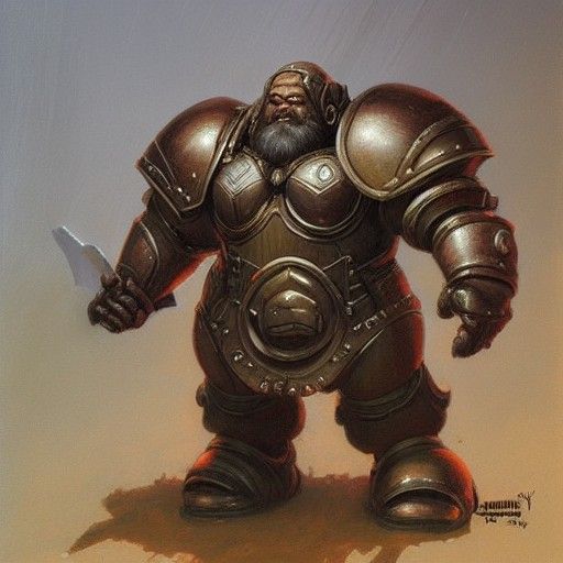 Dwarven Mech in Oil Painting Style