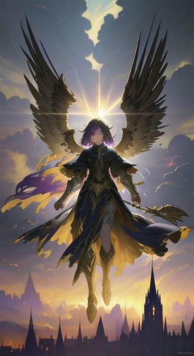 Fallen Female Angel fighting for Redemption, Realistic Beautiful Face, Detailed Angel Wings, Expressive Eyes, Angelic Ba...