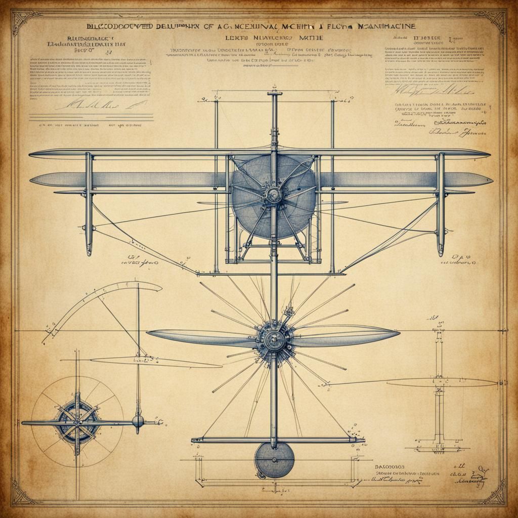 Renaissance Flying Machine Design Blueprint
