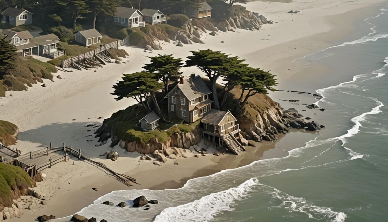 Carmel Beach Cypress Tree in Swirling Mist