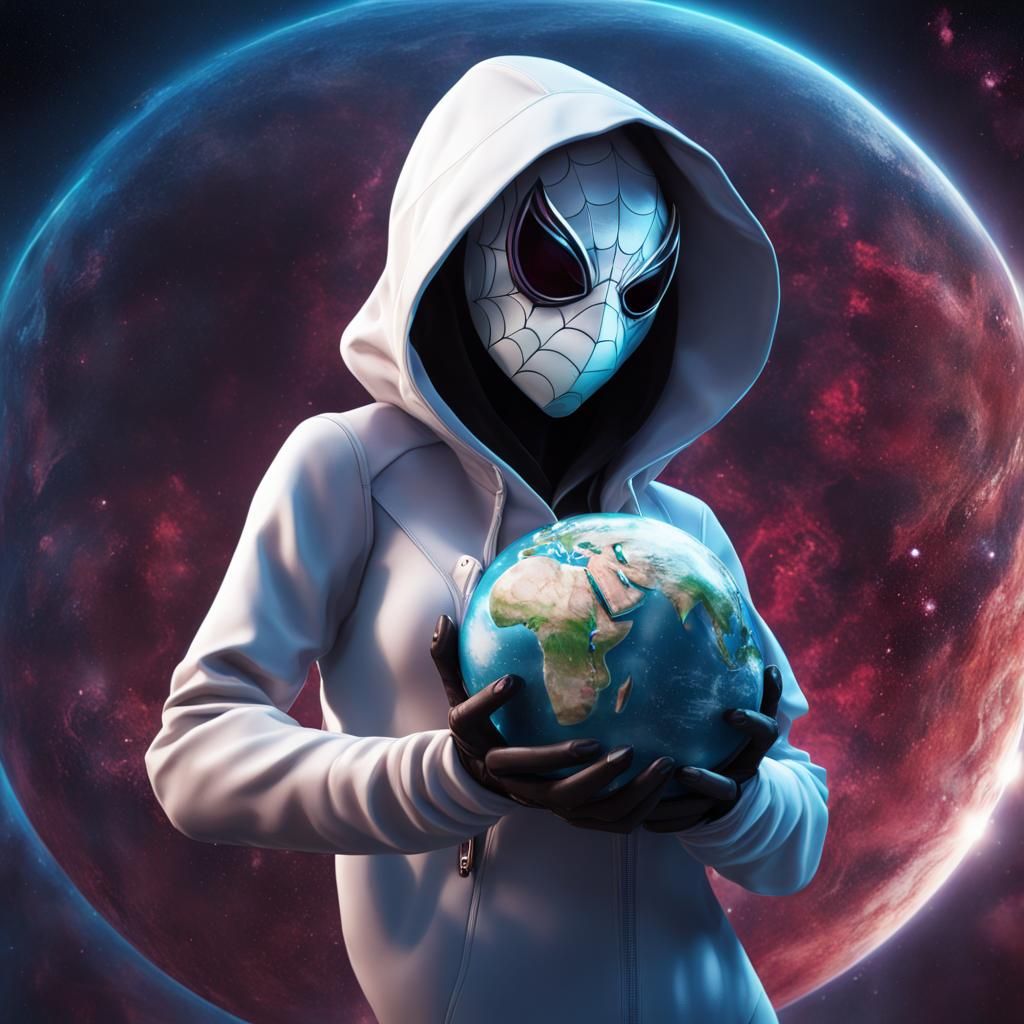 Giantess Spider-Gwen in Space: Holding Earth