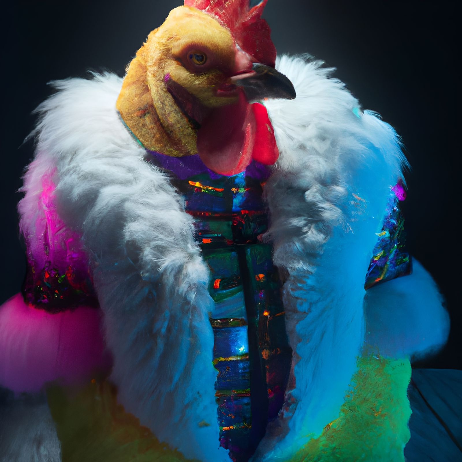 Chicken Fursona in Iris van Herpen Style, Digital Art