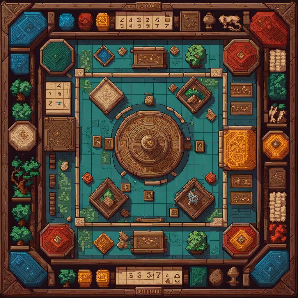 Detailed 8-bit Ancient Board Game in Pixel Art