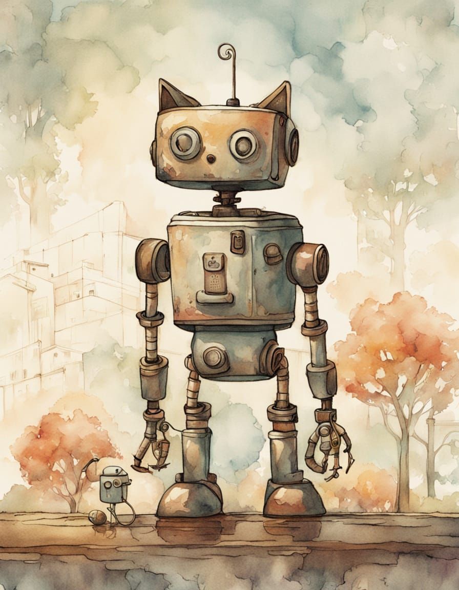 Whimsical Tin Can Robot with Delicate Heart