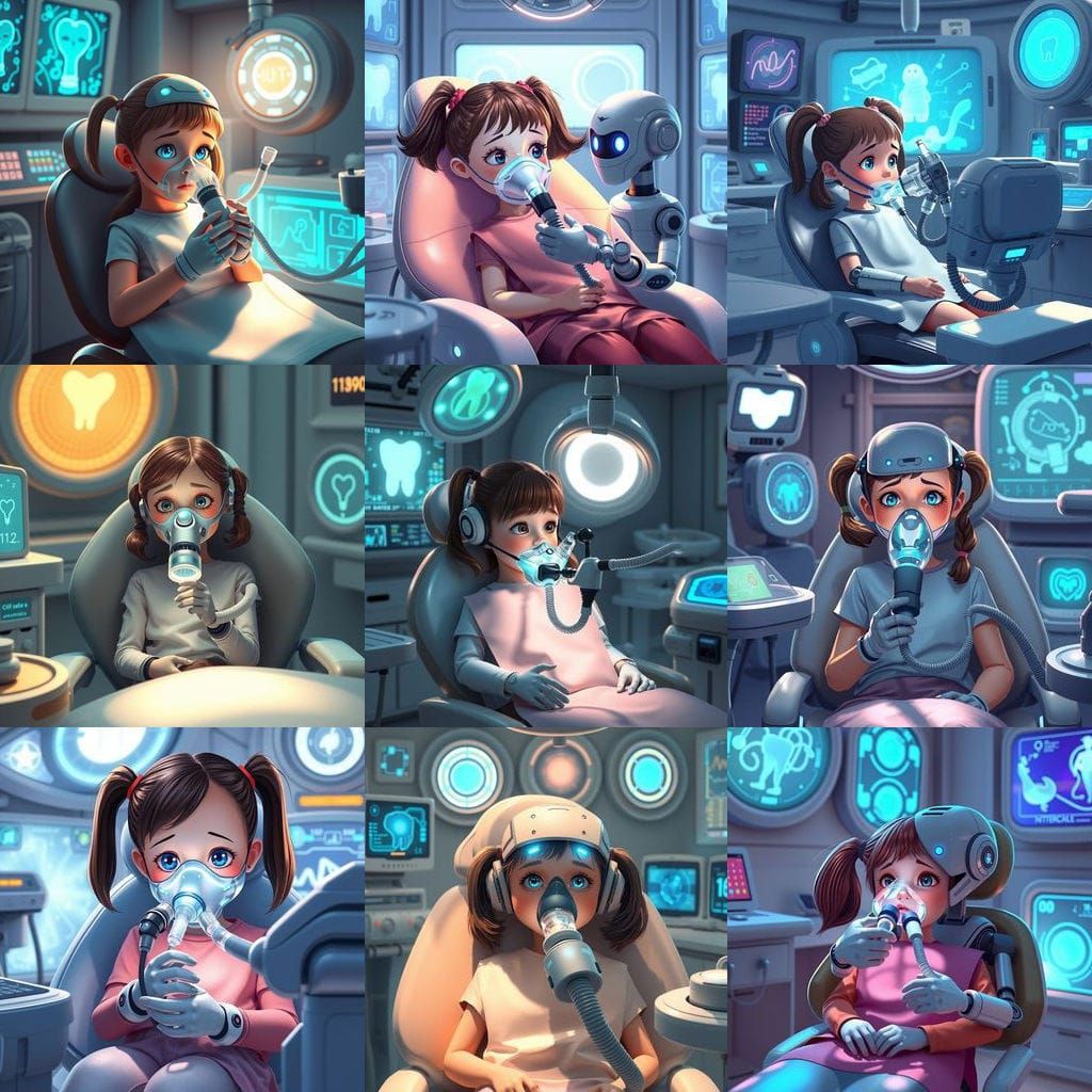Young Girl Prepares for Futuristic Dental Procedure in Holog...
