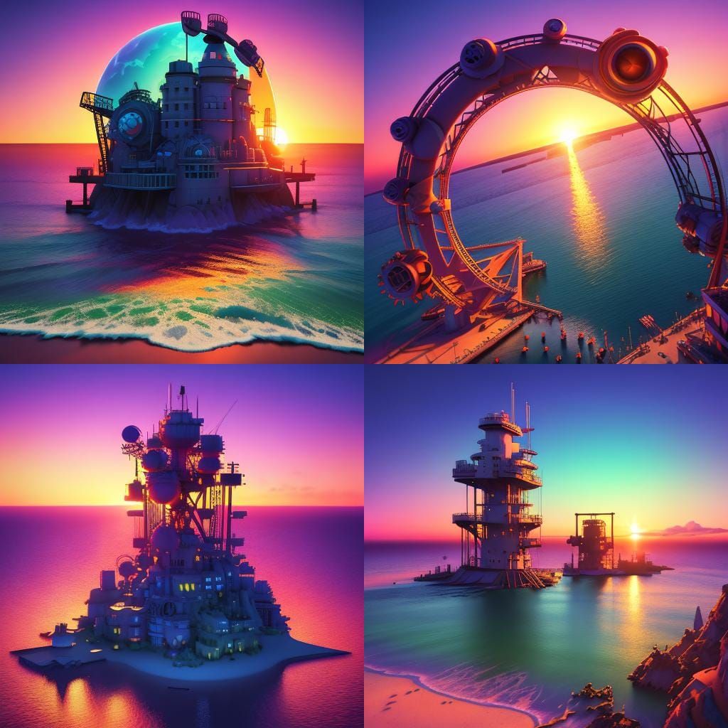 Sunset Over the Bay: 3D Digital Art