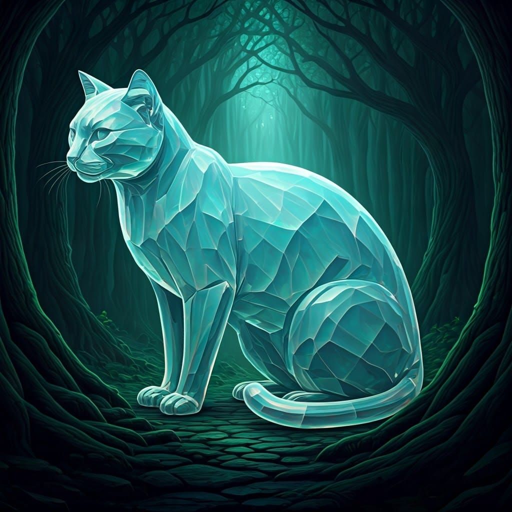 Ethereal Feline Portal to Mystical Forest Realm