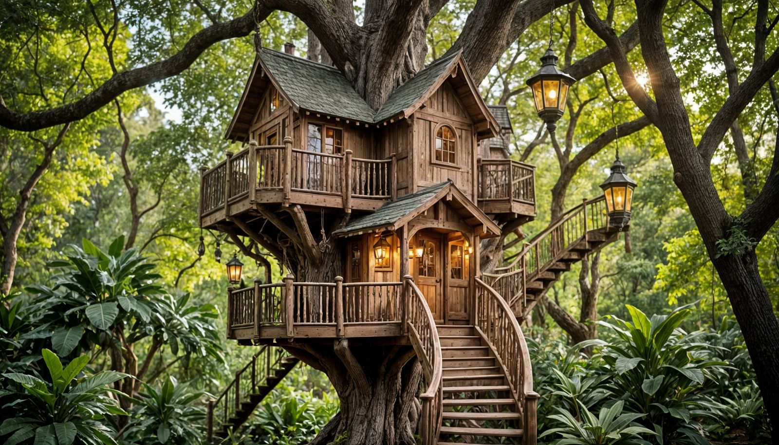 Luxurious Treehouse in Verdant Forest Canopy