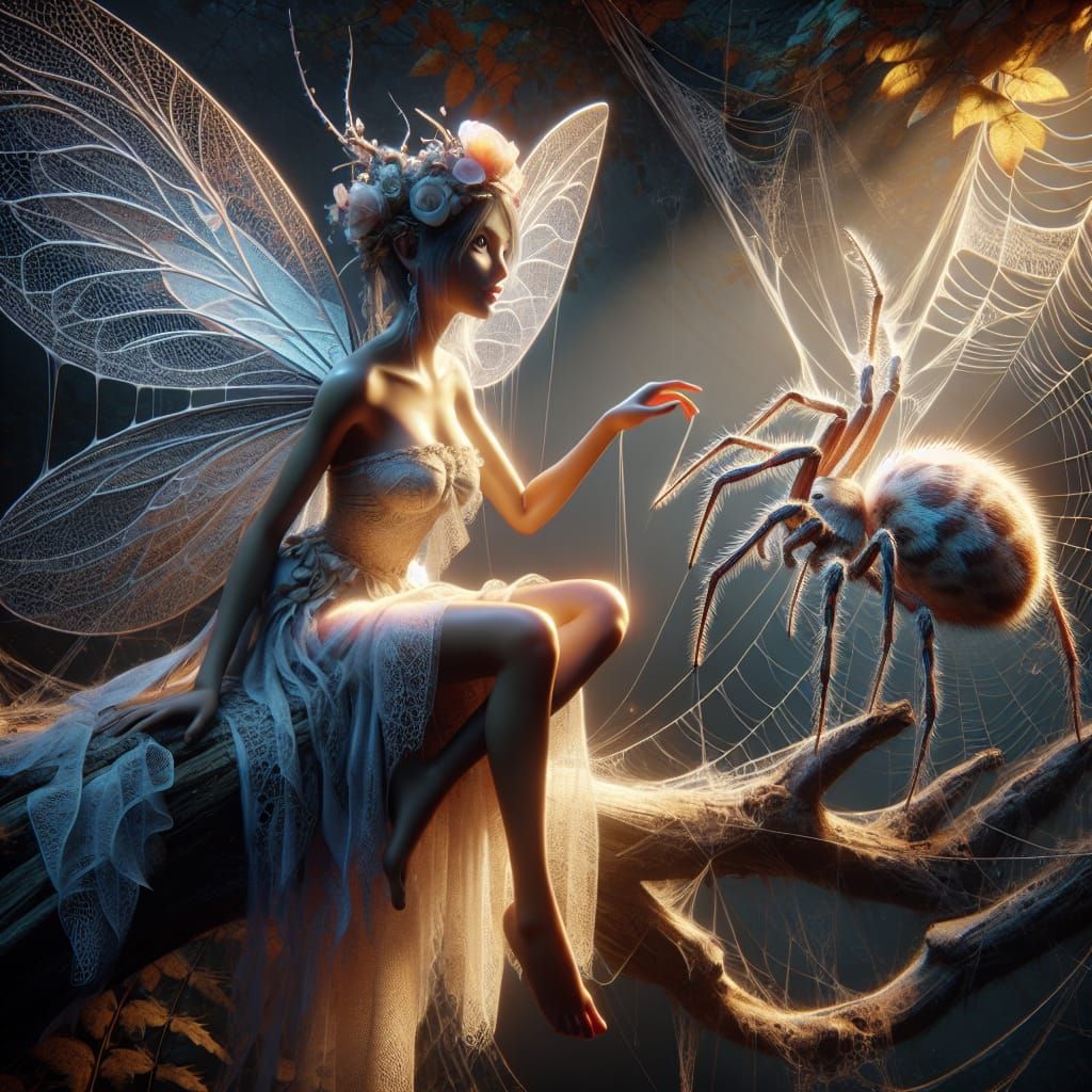 A Fairy with spider silk wings