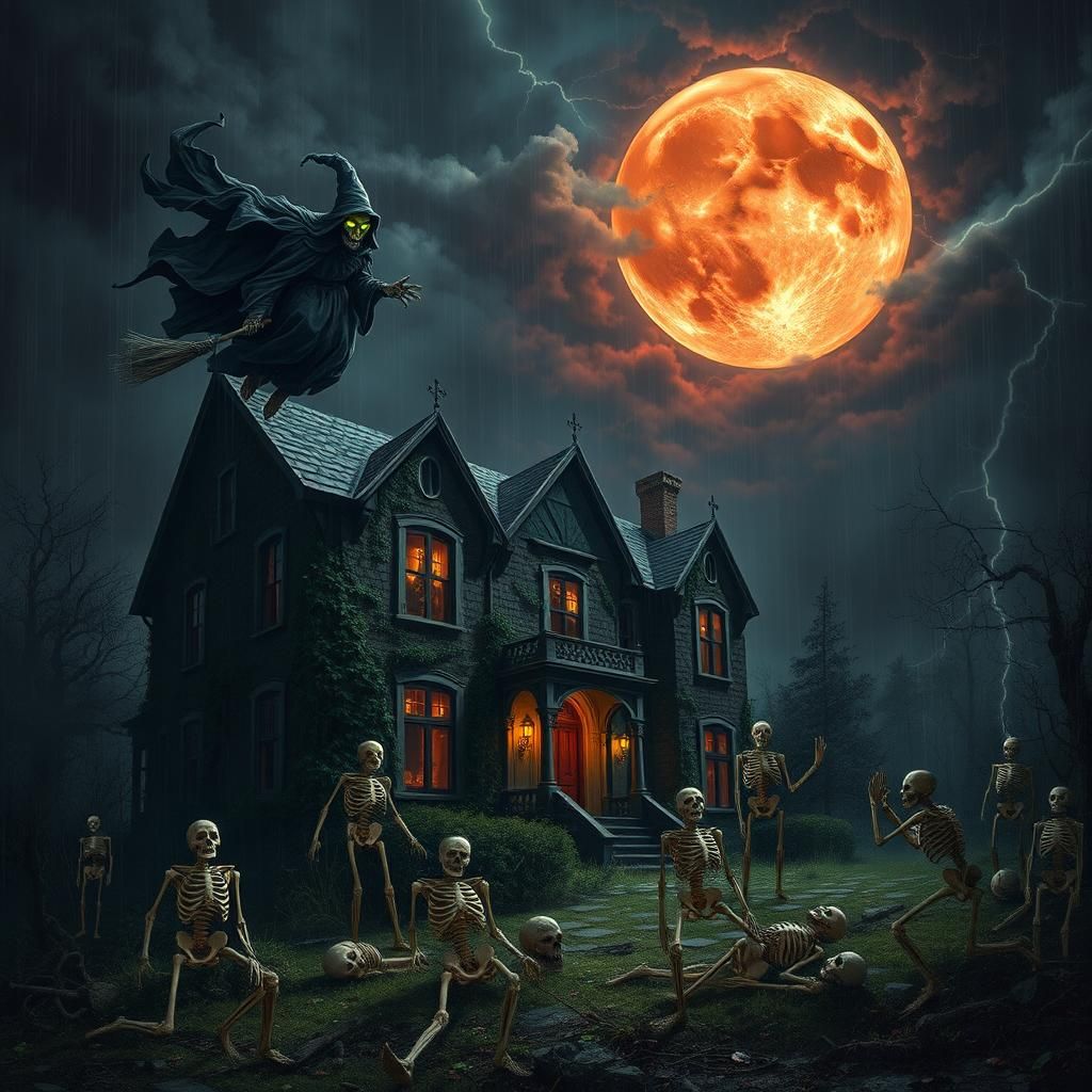 Haunted Mansion Under Blood Moon: Halloween Horror