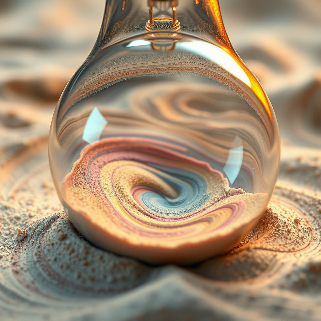 Beachscape in Light Bulb, Hyperrealistic Sand Art