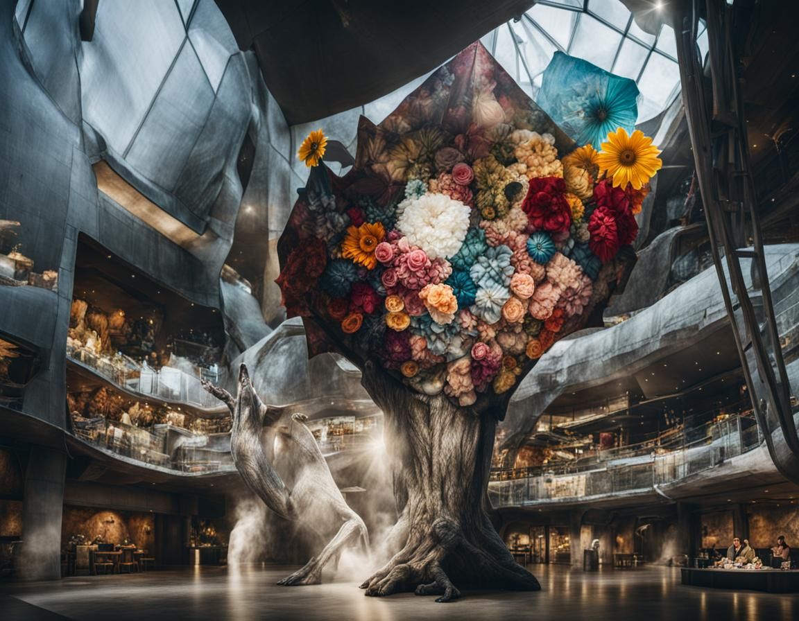 Surreal Alien Celebration in Gritty Restaurant