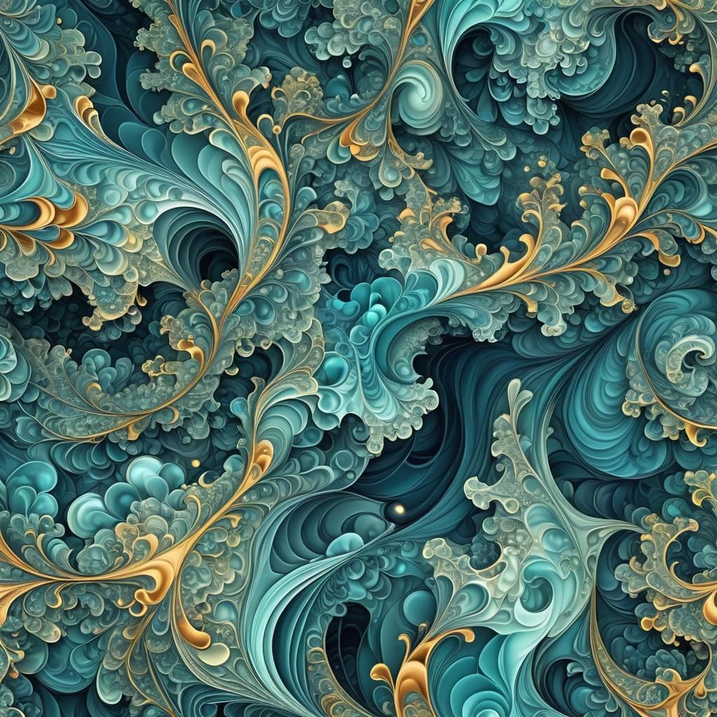 Abstract Fractal: Turbulent Sea in Geometric Style