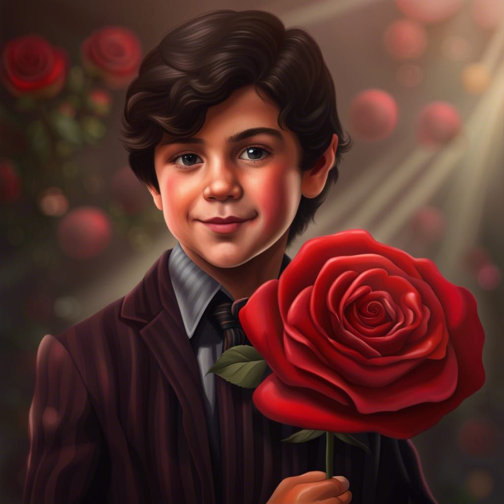 Boy with Rose at Ballroom Dance, Photorealistic