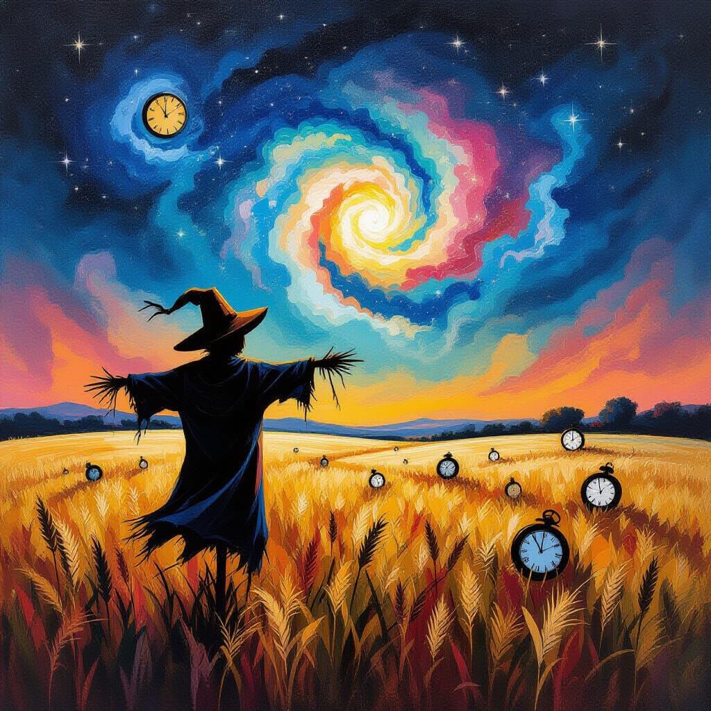 Surreal Scarecrow Landscape Inspired by Rothko