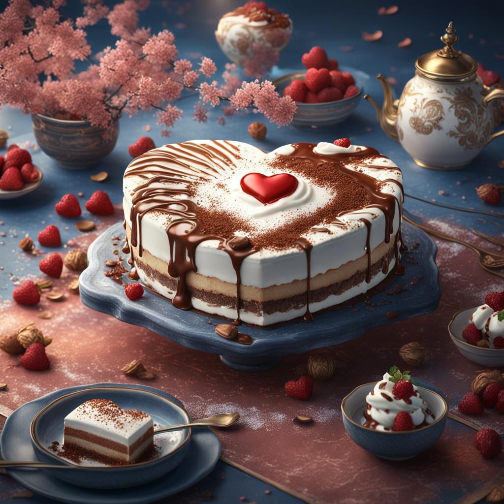 Korean Heart Tiramisu: Detailed Matte Painting