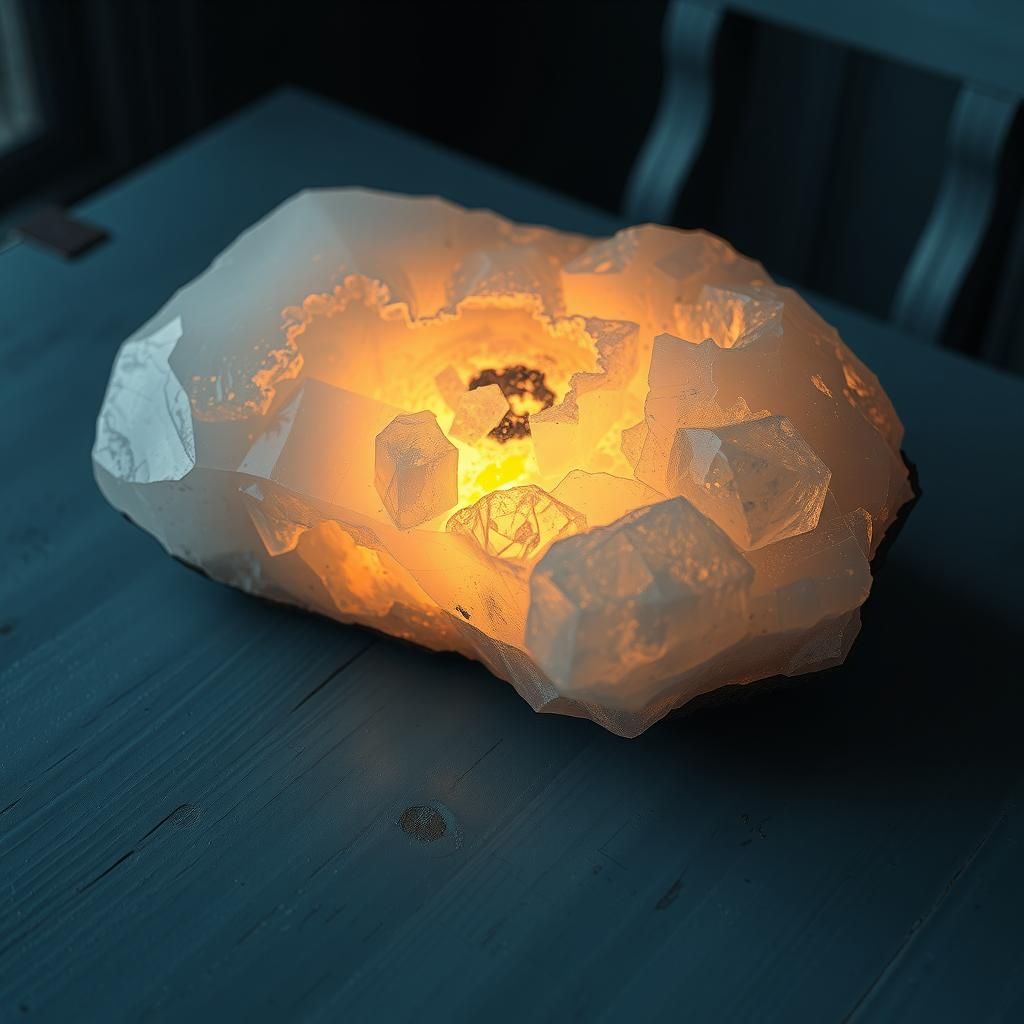 Selenite Crystal Slab in Moody Cinematic Still Life