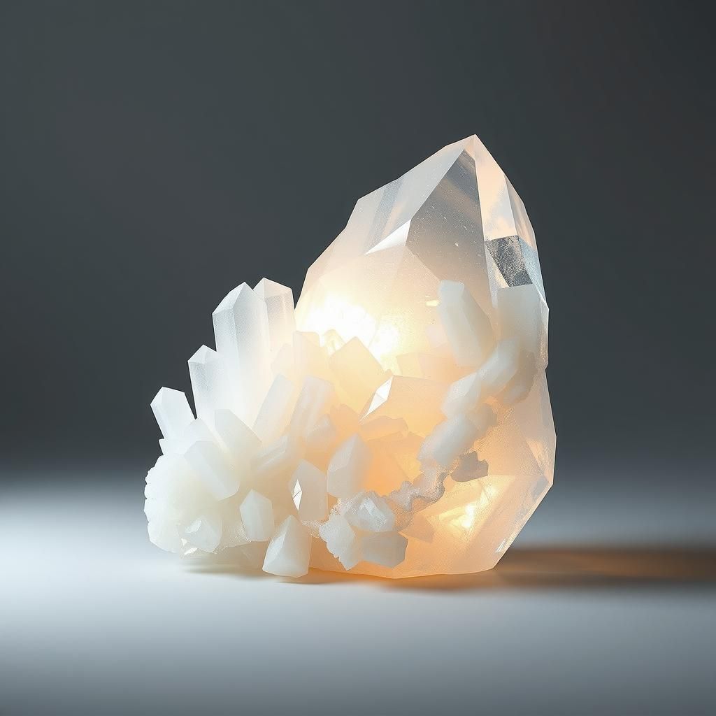 Ethereal Selenite Crystal Slab Radiating Soft Light