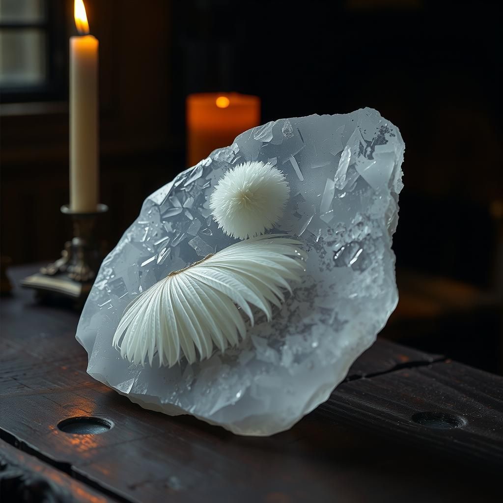 Ethereal Selenite Slab in Warm Candlelight