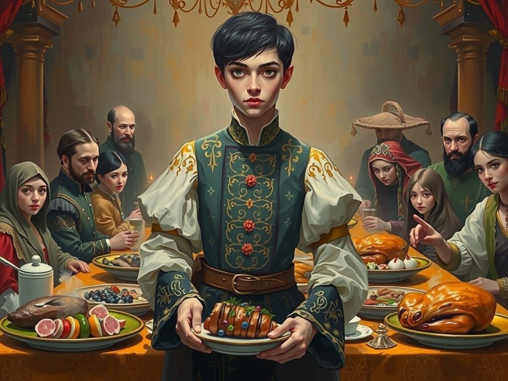 Elegant Androgynous Chef in Medieval Attire