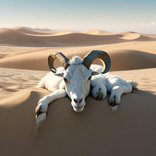 Goat Skull in Sand Dunes with Divine Light