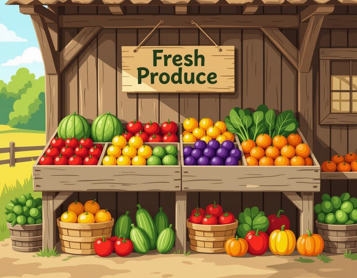 Rustic Farmstand Fresh Produce Poster Art