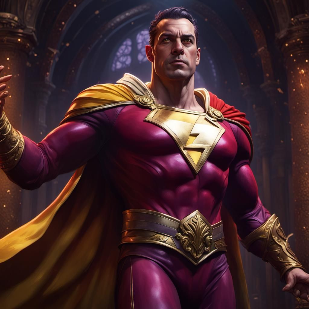 Captain Shazam in Dark Fantasy Style