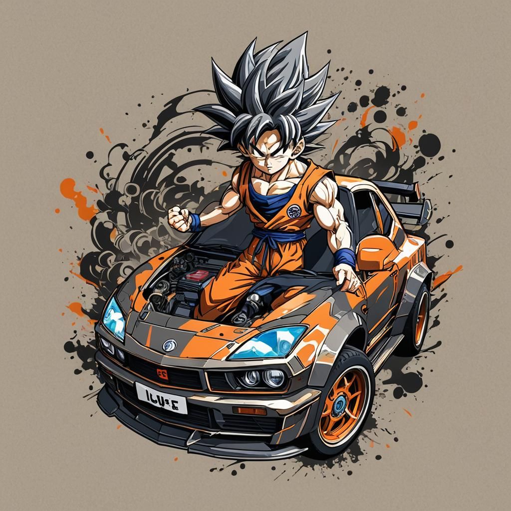 Goku Themed Car in Anime Manga Style