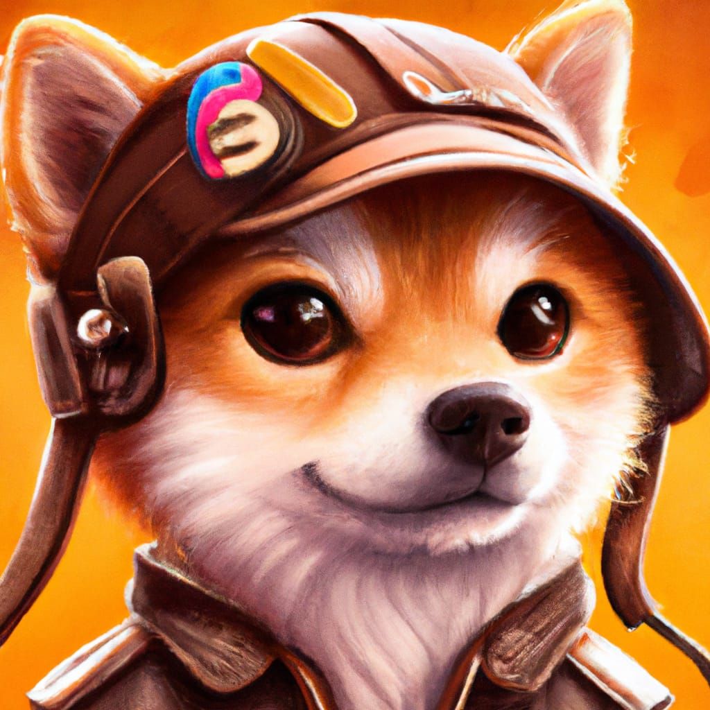 Chibi Shiba Inu Portrait in Digital Illustration Style