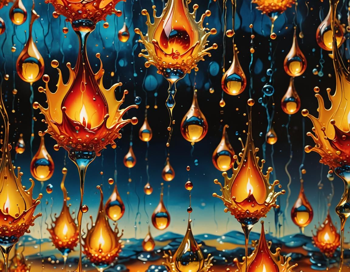 Molten Glass Rain Dreamscape in Surreal Style